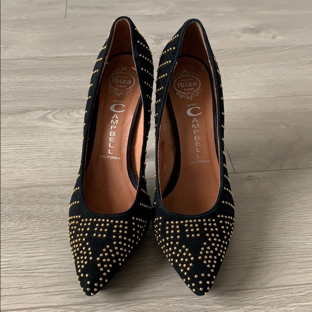 Jeffrey Campbell gold stud heels